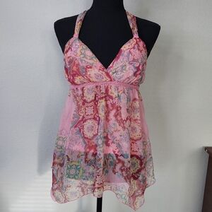 Vintage Jordache Y2K Pink Pastel Fairy Whimsical Halter Top